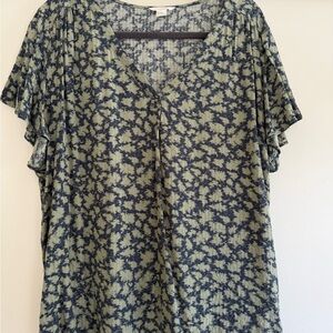 Abstract Green and Blue Women's Top